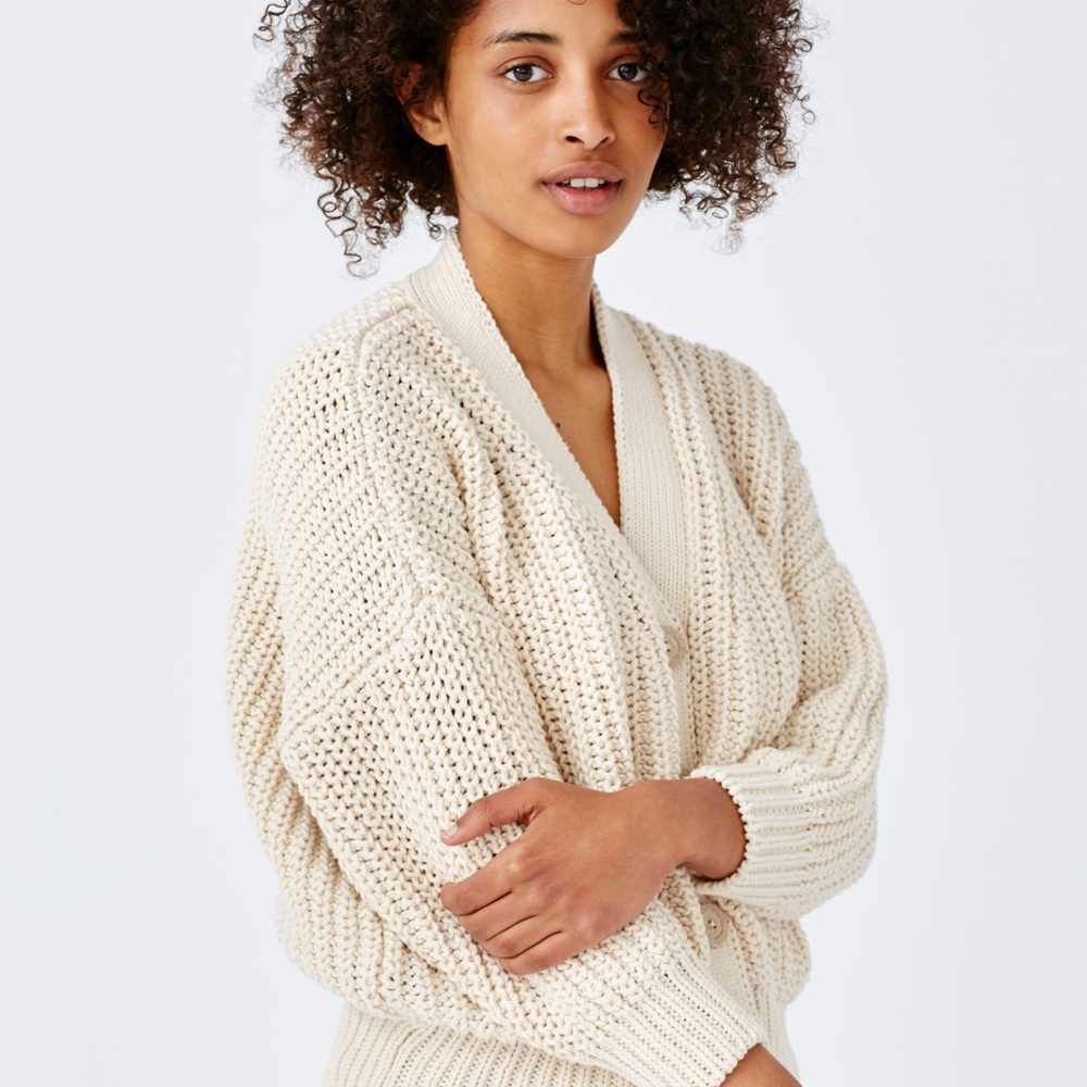 Babaa Cream Chunky Knit Cardigan Sweater